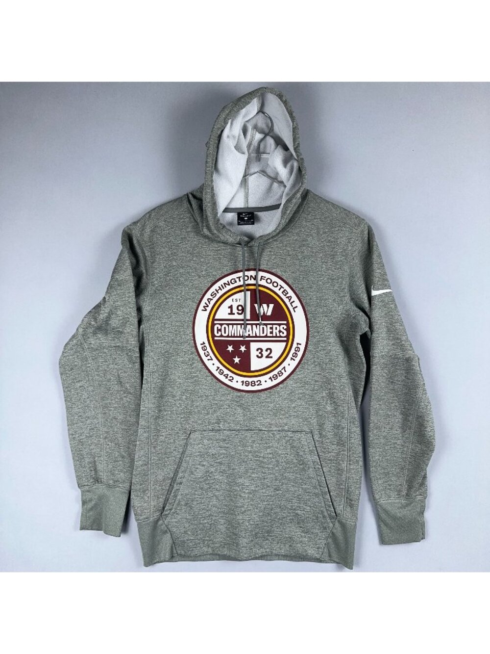 Nike Washington Commanders Dri-Fit Pullover Hoodie Men Size Small Heathered Gray